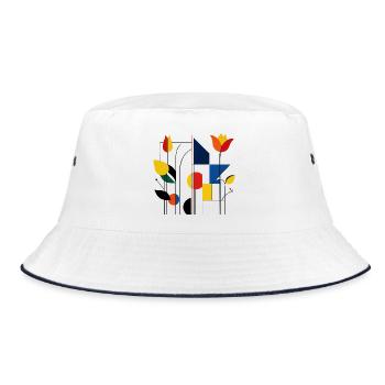 Tulip Geometric Mosaic - Bucket Hat - white/navy - Front