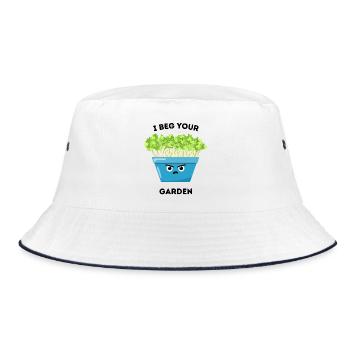 I Beg Your Garden – Funny Plant Cartoon - Bucket Hat - white/navy - Front
