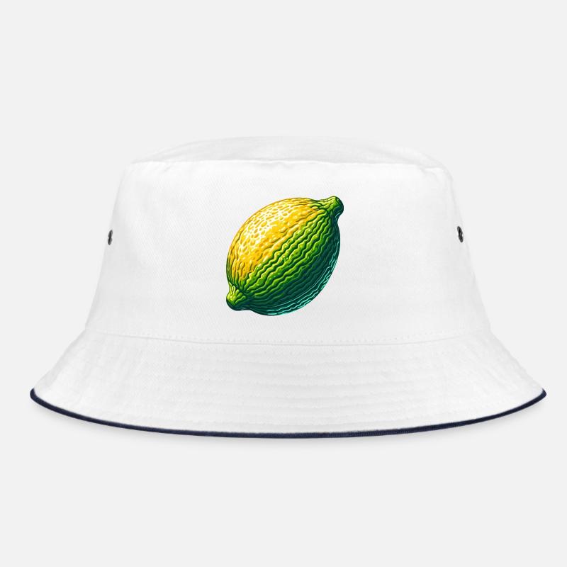 Abstract Lemon in Textured Green-Yellow Bucket Hat