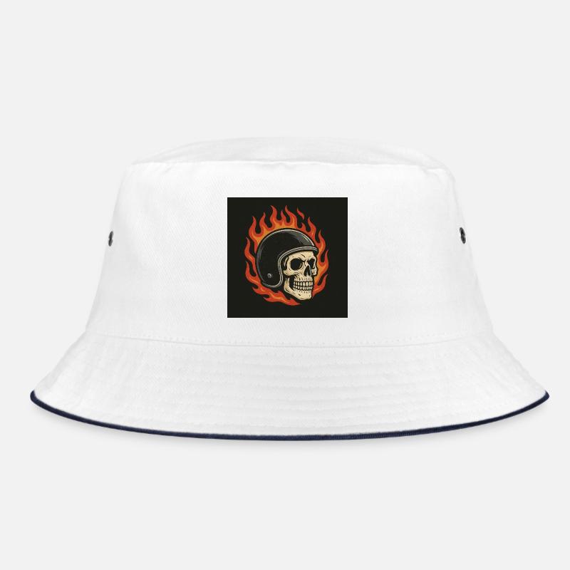 Flame Skull with Helmet Bucket Hat