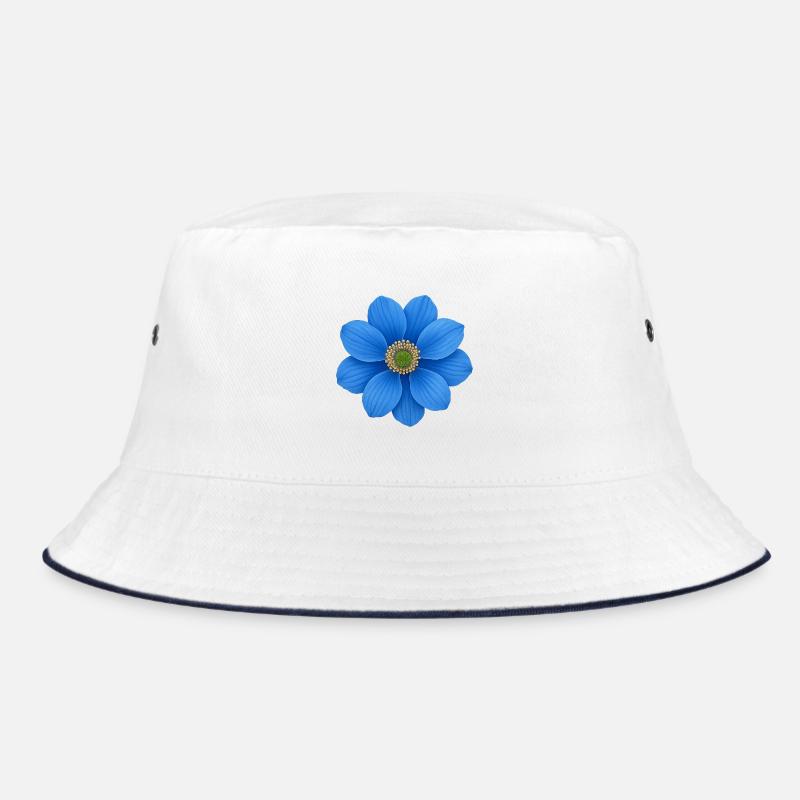 Cobalt Blue Flower Star Pattern Bucket Hat