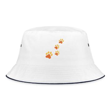 Paw Print Trace in Orange - Bucket Hat - white/navy - Front