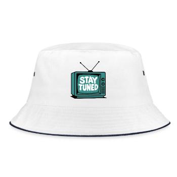 Bleib Dran Retro TV - Bucket Hat - Weiß/Navy - Vorne