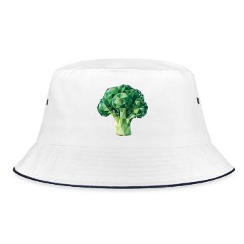 Brokkoli - Cooles Gemüse-Logo - Bucket Hat - Weiß/Navy - Vorne