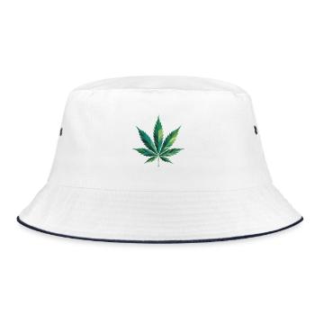 Cannabis Leaf - Lustige Cannabis Memes - Bucket Hat - Weiß/Navy - Vorne