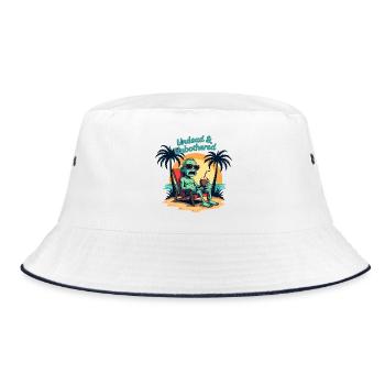 Undead and Unbothered Zombie Strand Spruch - Bucket Hat - Weiß/Navy - Vorne