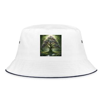 Forest tree with lilac blossoms - Bucket Hat - white/navy - Front