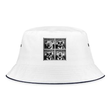 Funny Koala Sunglasses Photo Booth - Bucket Hat - white/navy - Front