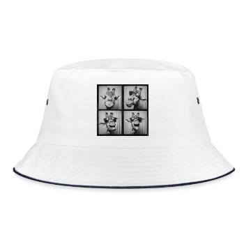 Funny Giraffe Sunglasses Photo Booth - Bucket Hat - white/navy - Front