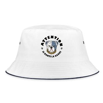 Pitbull Hund Sei vorsichtig, ich stehe Wache - Bucket Hat - Weiß/Navy - Vorne
