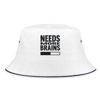 Needs More Brains – Funny Halloween Quote - Bucket Hat - white/navy - Front