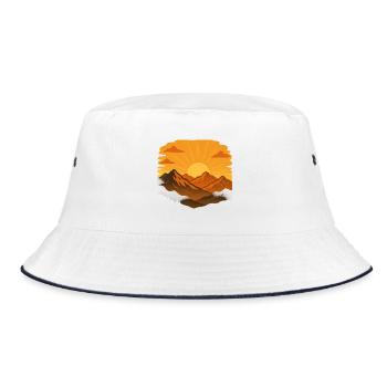 Sonnenuntergang über den Bergen - Bucket Hat - Weiß/Navy - Vorne