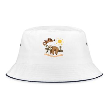 Faultier – Chillin’ - Hanging out since forever - Bucket Hat - Weiß/Navy - Vorne