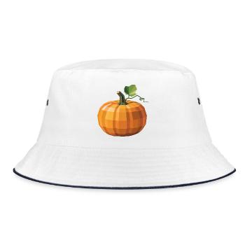 Kürbis - Cooles Low Poly Logo - Bucket Hat - Weiß/Navy - Vorne