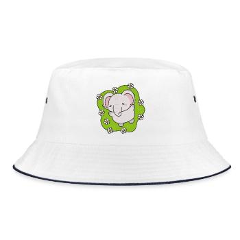 Süßer Elefant mit Blumen - Bucket Hat - Weiß/Navy - Vorne