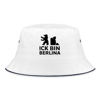 Ick bin Berlina | Berliner Bär & Mauer Spruch - Bucket Hat - Weiß/Navy - Vorne