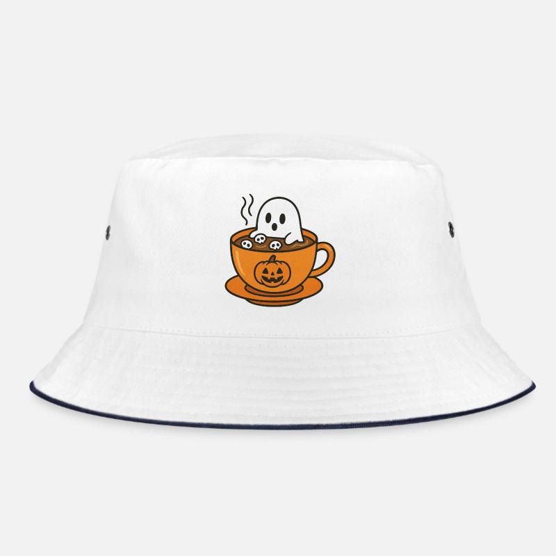 Ghost in Pumpkin Coffee Cup Bucket Hat