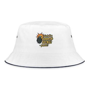 Granaten-Seckel Spruch T-Shirt - Bucket Hat - Weiß/Navy - Vorne