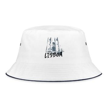 Kathedrale von Lissabon Monochromes Illustrationsdesign - Bucket Hat - Weiß/Navy - Vorne