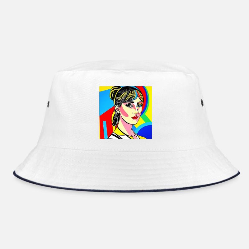 Portrait Pop Coloré - Bob - blanc/marine