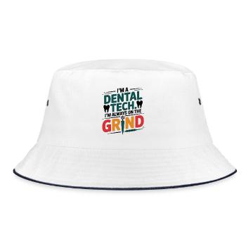Dental Lab Porcelain Brush Art  - Bucket Hat - white/navy - Front