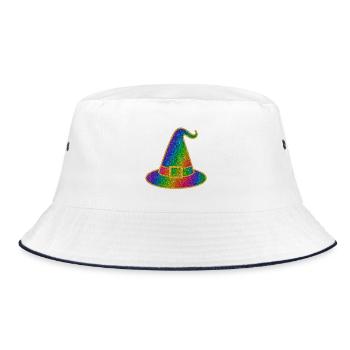 Halloween arc-en-ciel paillettes chapeau de sorcière - Bob - blanc/marine - Devant