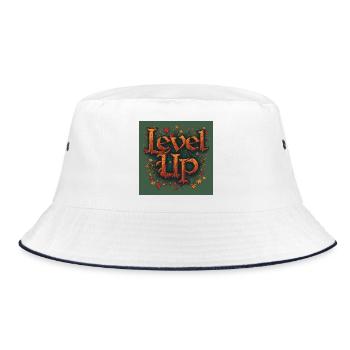 Level Up - Bucket Hat - Weiß/Navy - Vorne