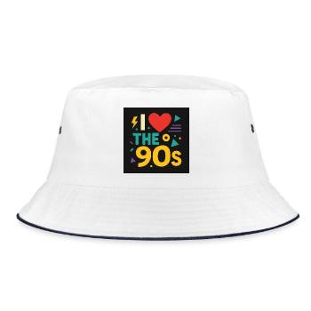 I Love The 90s Neon Retro - Bucket Hat - white/navy - Front