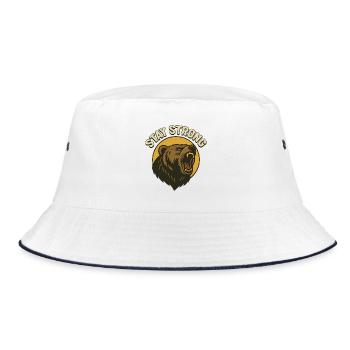 Bleib stark Bär Power Design - Bucket Hat - Weiß/Navy - Vorne