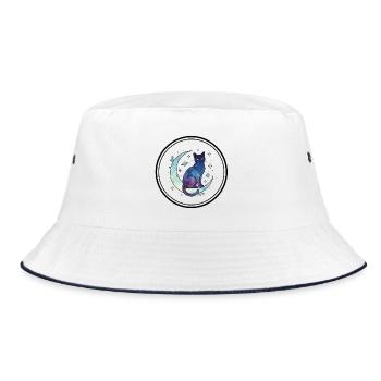 Moon Cat Galaxy Watercolor - Bucket Hat - white/navy - Front