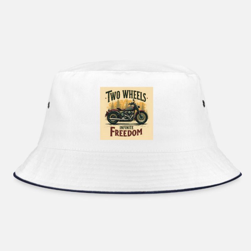 Two Wheels, Infinite Freedom - Bucket Hat - Weiß/Navy