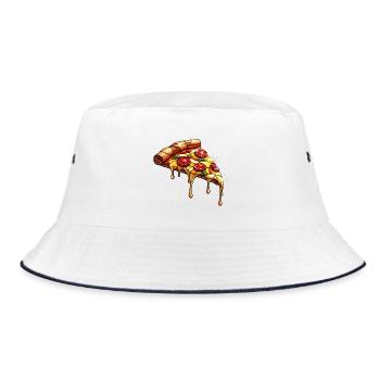 Shiny salami pizza with basil - Bucket Hat - white/navy - Front
