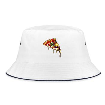 Bunte Pizza bunter mix: Alles Drauf im Comic-Stil - Bucket Hat - Weiß/Navy - Vorne