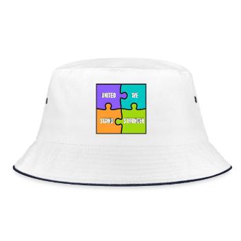 VEREINT SIND WIR STÄRKER - Bucket Hat - Weiß/Navy - Vorne