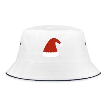 Red Santa Hat with Fur Trim - Bucket Hat - white/navy - Front