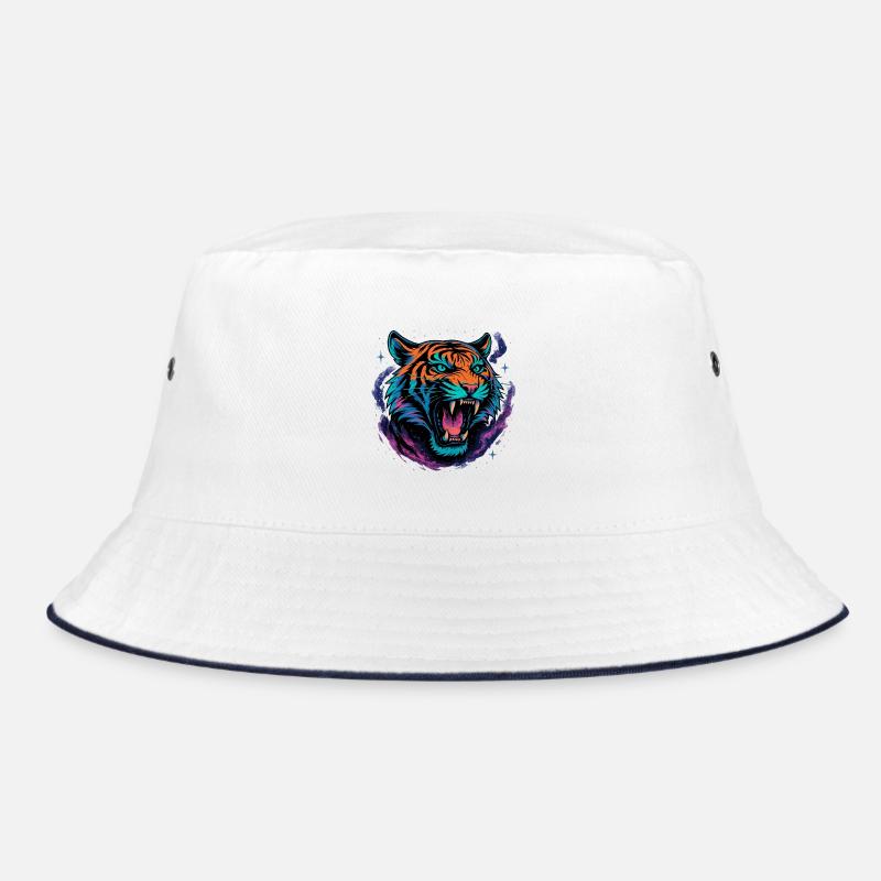 Neon Tiger Rage Galaxy Design Bucket Hat