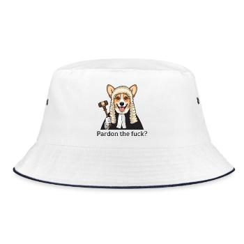 Corgi Judge Cartoon Pardon the Fuck - Bucket Hat - white/navy - Front
