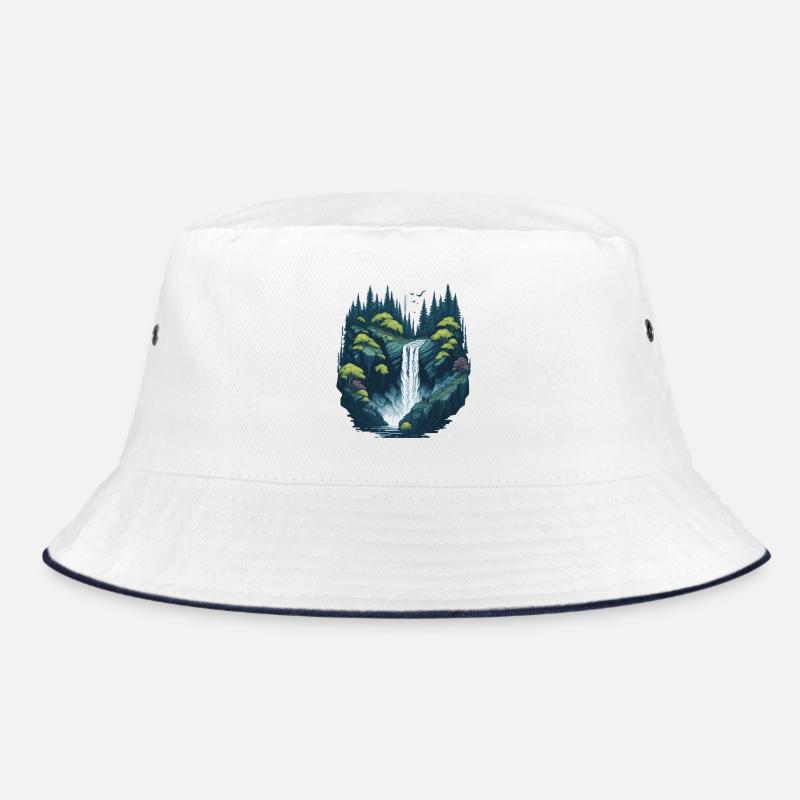 Leuchtender Waldwasserfall Bucket Hat