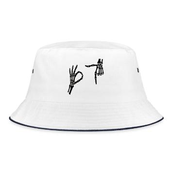 67 Six Seven Meme Gen Alpha Skeleton Halloween - Bucket Hat - white/navy - Front