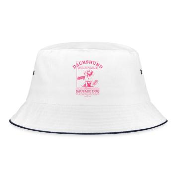 Dachshund_Whisperer_backprint_pink - Bucket Hat - Weiß/Navy - Vorne