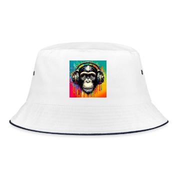 Chimpanzee Monkey - Bucket Hat - white/navy - Front