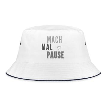 Mach Mal Pause Layout - Bucket Hat - Weiß/Navy - Vorne