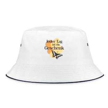 Jeder_Tag_ist_ein_Geschenk - Bucket Hat - white/navy - Front
