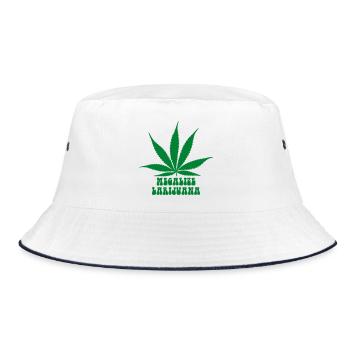 Megalize Larijuana – Lustiges Gras Cannabis Hippie - Bucket Hat - Weiß/Navy - Vorne