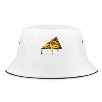 Melting Pepperoni Pizza Slice Illustration - Bucket Hat - white/navy - Front