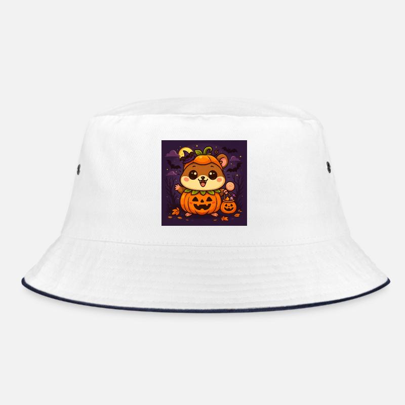 Câlin d’Halloween citrouille hamster chibi - Bob - blanc/marine