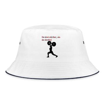Du bist stärker als du denkst – Impuls-Design - Bucket Hat - Weiß/Navy - Vorne