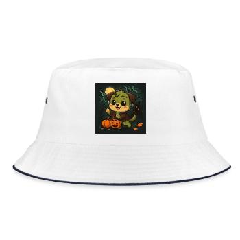 Frankenpawe Halloween Friend Dog Chibi Kawaii - Bucket Hat - white/navy - Front