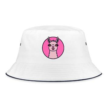 Rosa Lama - Bucket Hat - Weiß/Navy - Vorne