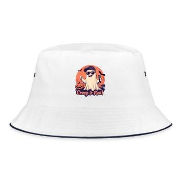Creep It Real Ghost with Mic - Bucket Hat - white/navy - Front